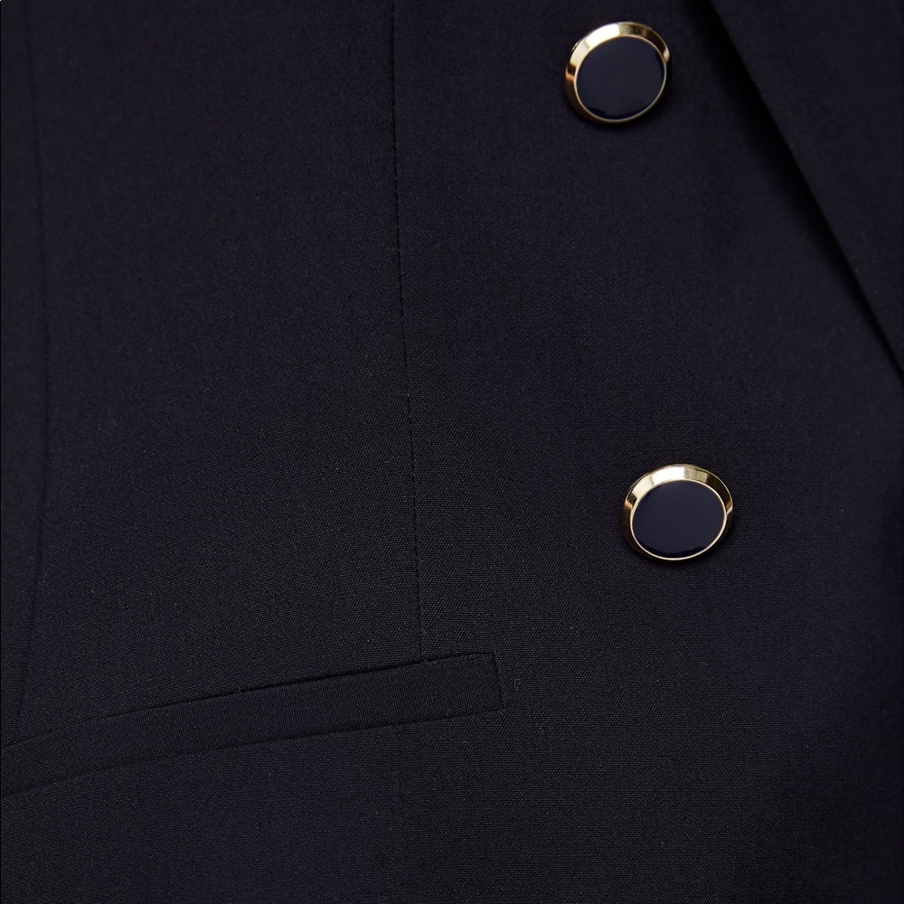 NWT Zara Navy Long Double Breasted Waistcoat Vest - Picture 6 of 8